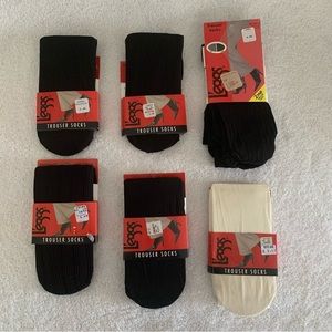 Women’s L’eggs TROUSER SOCKS 7 Pairs Total Black Subtle Design & 1 Ivory NIP NEW